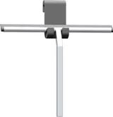 Inspiration für ein großes Badezimmer mit Badezimmermöbeln aus hellem Holz, quadratischem Spiegel und Duschwand mit Flügeltüren aus Eisglas und Profilen aus Satin sowie elegantem elektrisch beheiztem Handtuchhalter.