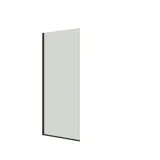 Großes Badezimmer im modernen und minimalistischen Stil mit weißen Möbeln, schwarzer Arbeitsplatte, quadratischen Waschbecken, Spiegelschränken mit Licht, Walk-in-Dusche