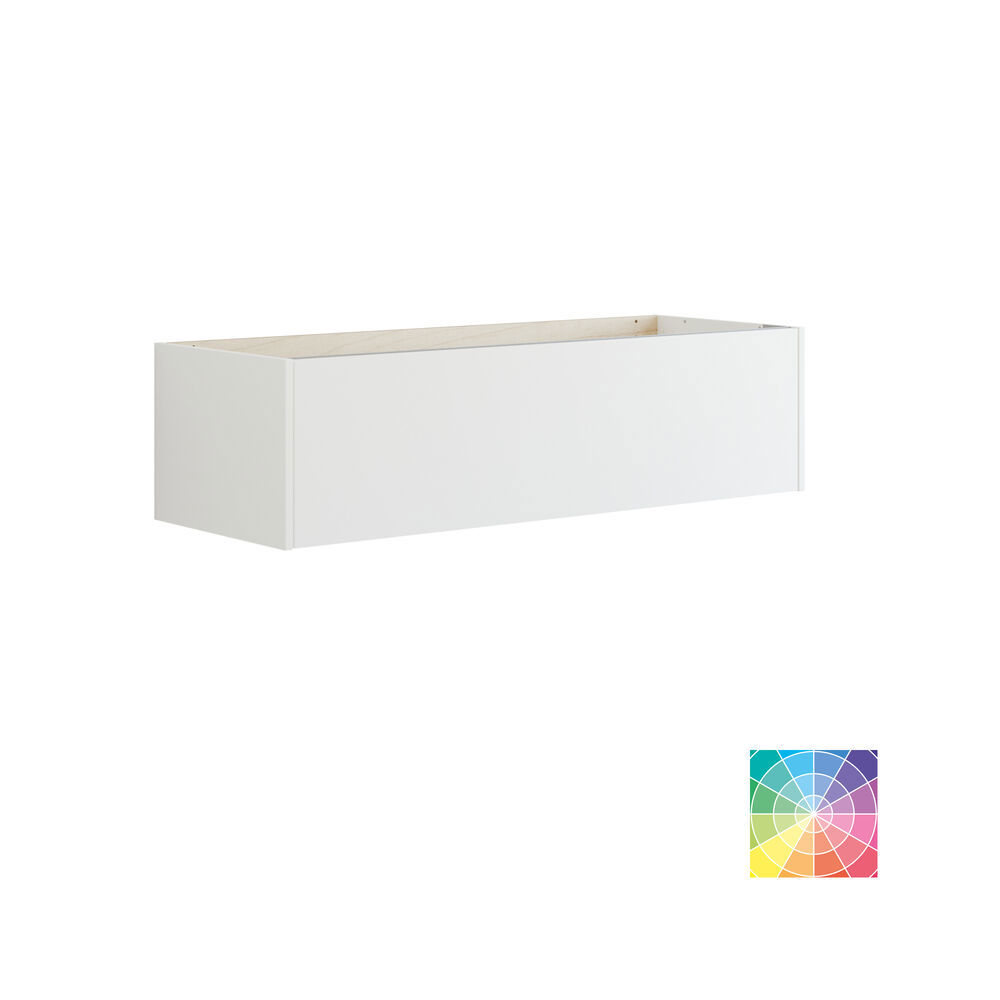 Große Badezimmerinspiration im nordischen Stil mit Badezimmerschränken in hellblauer Farbe und Holzarbeitsplatte mit elegantem Aufsatzwaschbecken, Fischgrät-Holzboden, der einen hellen und klassischen Stil schafft