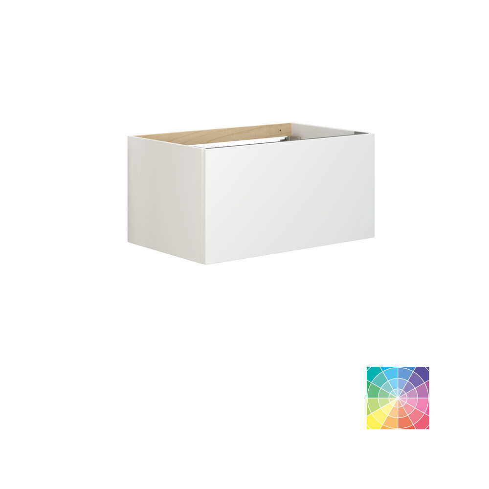 Stilvolle Badezimmer Inspiration mit beigem Waschtischunterschrank mit Innenschublade, Oberschrank, offenem Regal, ovalem Spiegel mit Beleuchtung, passenden Pendelleuchten, Regal unter dem Spiegel und wandhängendem WC