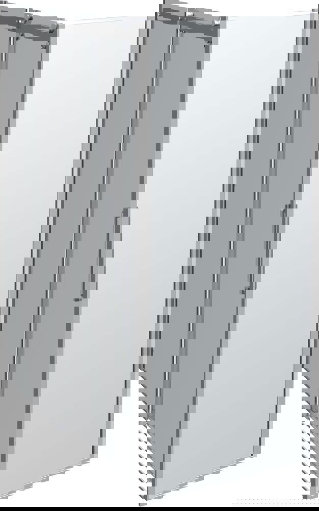 Inspiration für ein großes Badezimmer mit großer luxuriöser begehbarer Dusche mit Schiebetür, weißen Badezimmermöbeln, großen modernen Fliesen und langen Vorhängen für einen klassischen und romantischen Look