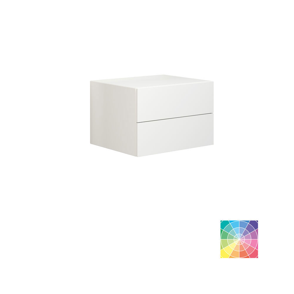 Stilvolle und geräumige Badezimmer Inspiration mit großem rundem Spiegel mit schwarzem Rahmen, dunklem Steinwaschbecken, farbigem WC, Oberschrank und offenem Regal in einem raffinierten und gedämpften Design