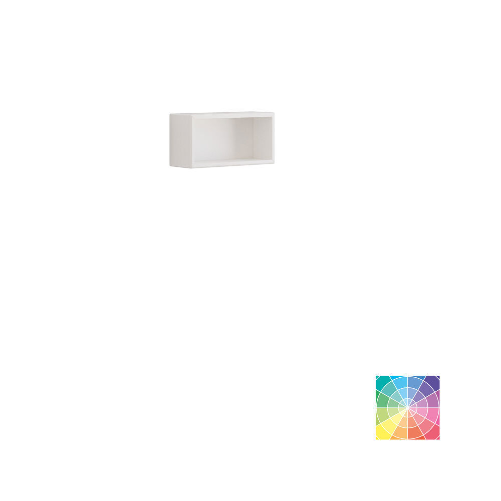 Stilvolle Badezimmer Inspiration mit beigem Waschtischunterschrank mit Innenschublade, Oberschrank, offenem Regal, ovalem Spiegel mit Beleuchtung, passenden Pendelleuchten, Regal unter dem Spiegel und wandhängendem WC