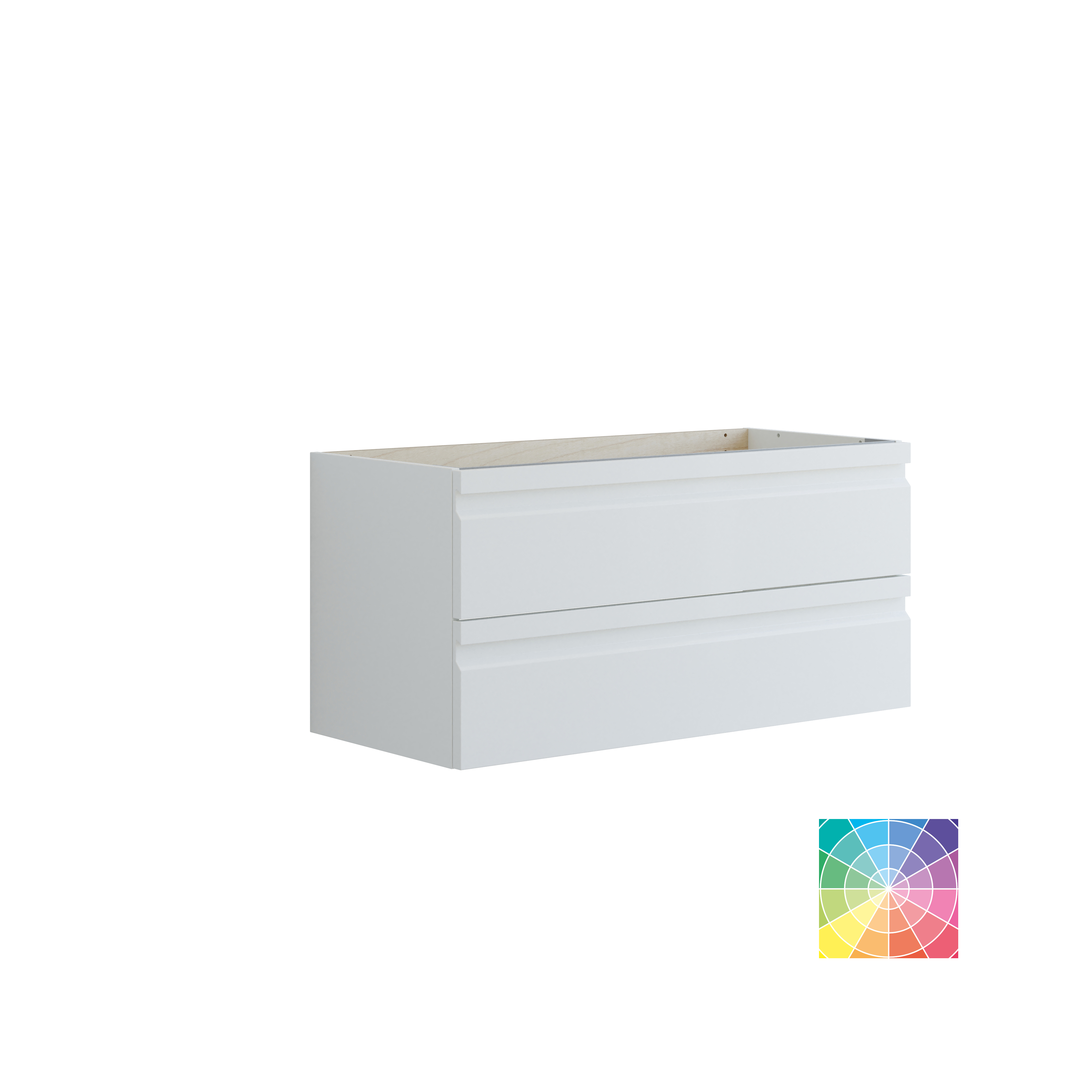 Inspiration für ein großes Badezimmer mit grauem Waschtischunterschrank mit integriertem Griff, stilvollem, seitlich montiertem Waschbecken, quadratischem Spiegel mit abgerundeten Ecken, Wänden in Betonoptik und rohen Materialien für einen urbanen Look