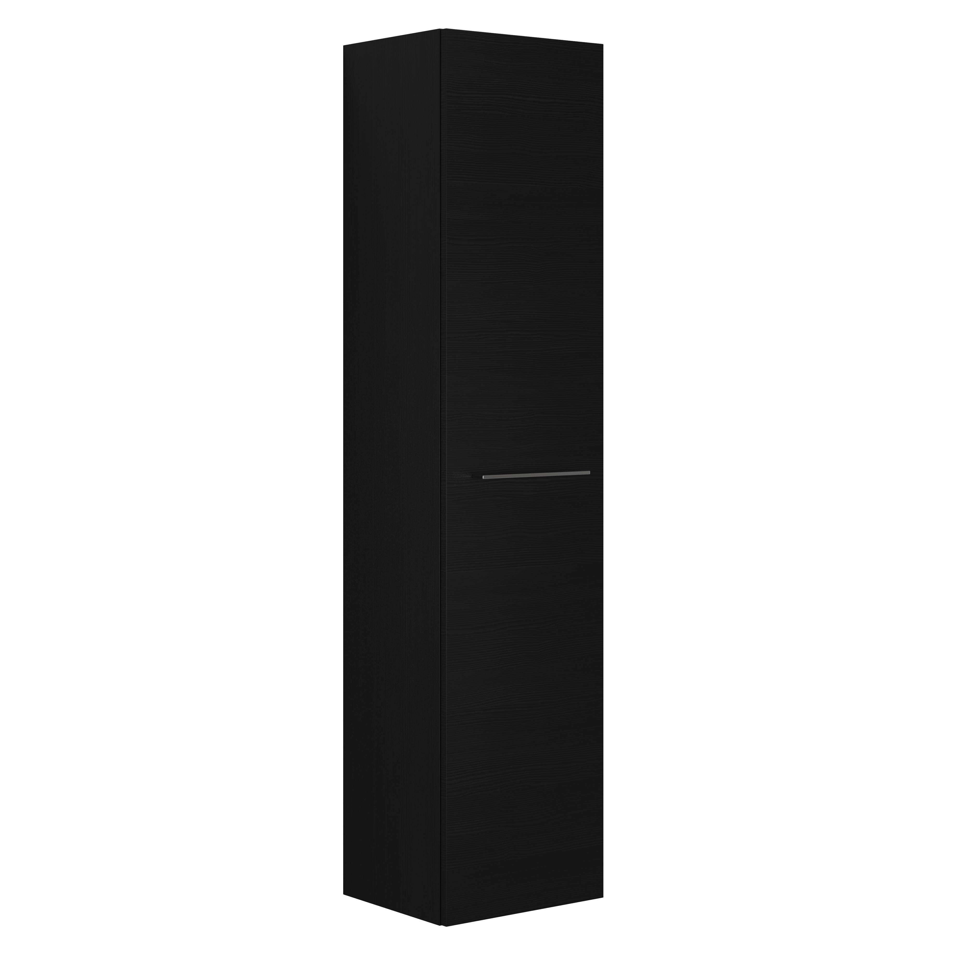 Kleine Badinspiration mit Badmöbeln in schwarzer Struktur mit elegantem Waschbecken, praktischem und stilvollem Dekor und runden Messinggriffen, quadratischem Spiegel mit integriertem Licht für einen modernen Look.