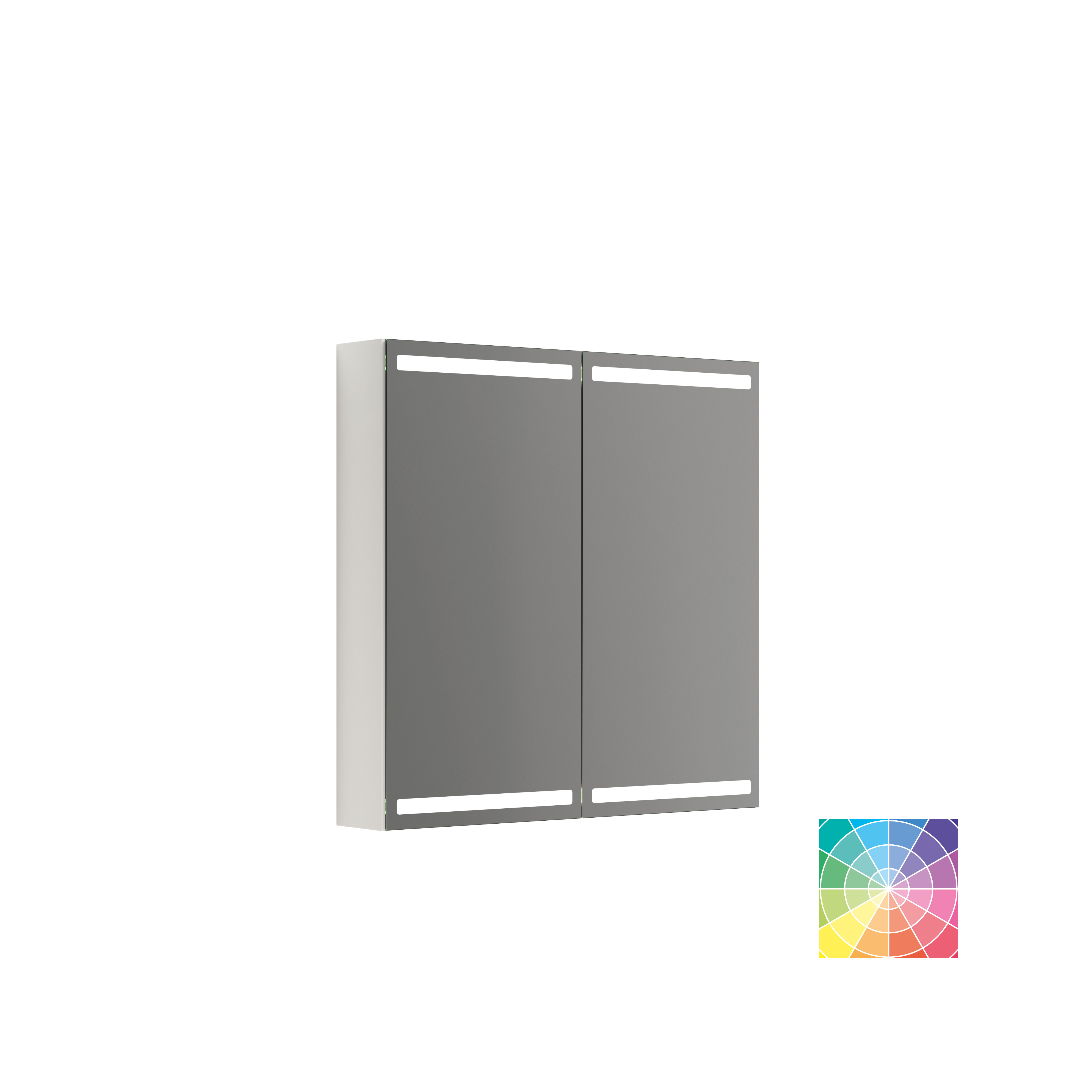 Romantische Badezimmer Inspiration mit Spiegelschrank, der praktische und anmutige Aufbewahrungslösungen bietet, doppelte Aufsatzwaschbecken auf einer Steinplatte.