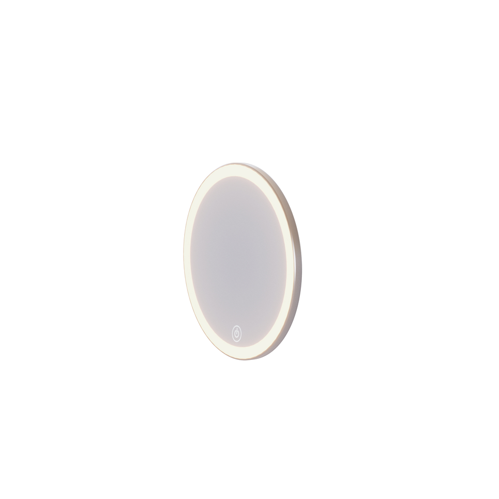 Kleine Badezimmer-Inspiration mit Waschtisch und Schrank über der Toilette in beige Spezialfarbe, eleganter Spiegelschrank mit integrierter Beleuchtung, die hellen Farben und der weiße Vorhang schaffen eine romantische und feminine Atmosphäre.