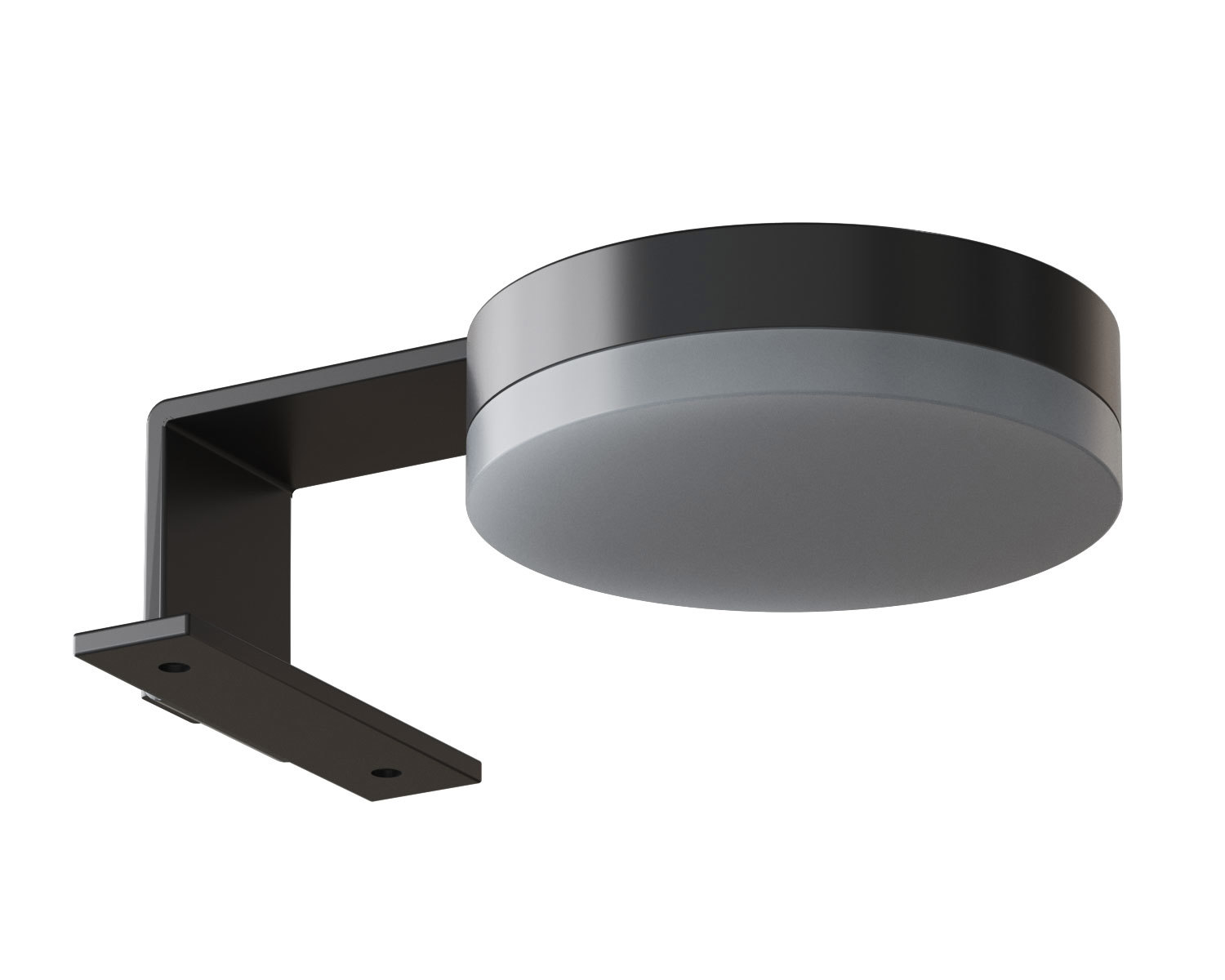 Stilvolle und minimalistische Badezimmereinspiration mit Mikro-Waschtisch und kleinem Waschtischschrank, quadratischem Spiegel mit abgerundeten Ecken und Lampe sowie elegantem Spiegelschrank.